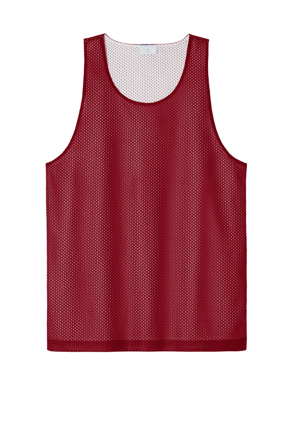Sport-Tek ST5000 Mens Moisture Wicking Reversible Mesh Tank Top Deep Red/White Flat Front
