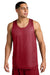 Sport-Tek ST5000 Mens Moisture Wicking Reversible Mesh Tank Top Deep Red/White Model Front