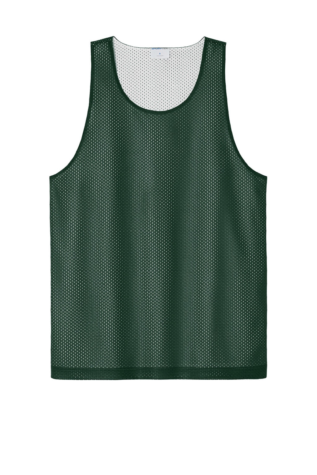Sport-Tek ST5000 Mens Moisture Wicking Reversible Mesh Tank Top Forest Green/White Flat Front