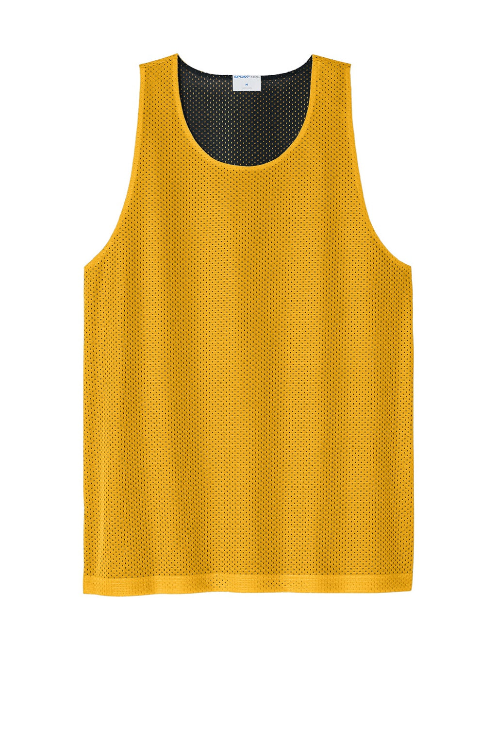 Sport-Tek ST5000 Mens Moisture Wicking Reversible Mesh Tank Top Gold/Black Flat Front