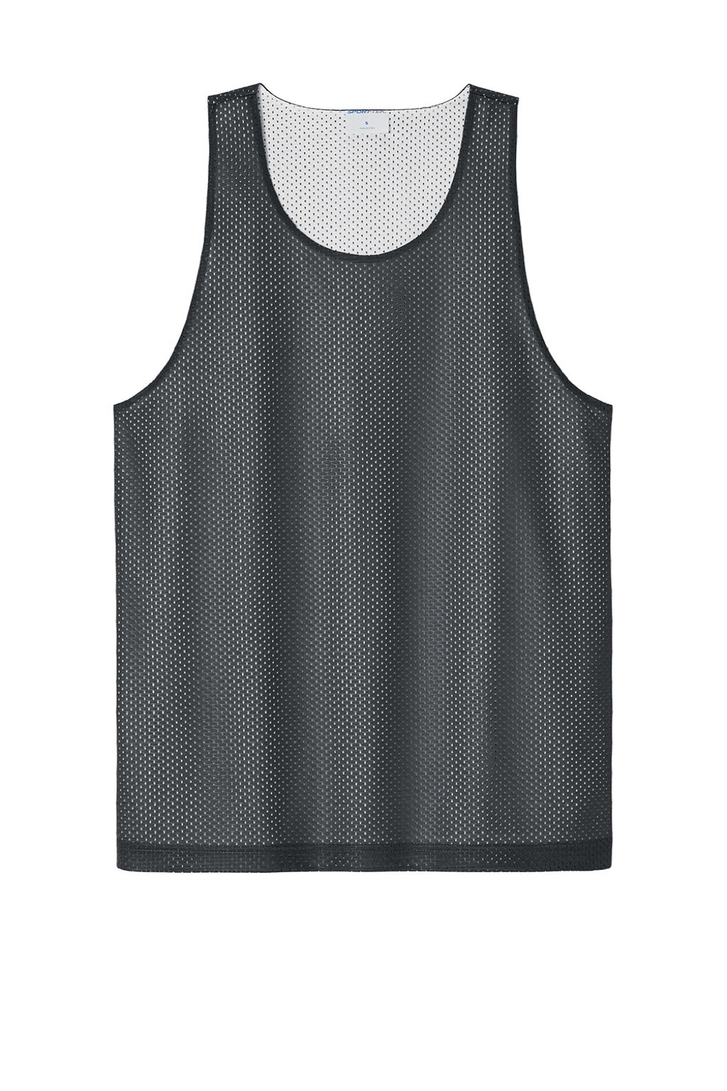 Sport-Tek ST5000 Mens Moisture Wicking Reversible Mesh Tank Top Iron Grey/White Flat Front