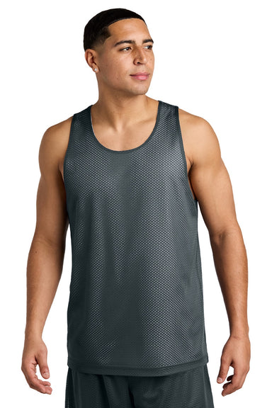 Sport-Tek ST5000 Mens Moisture Wicking Reversible Mesh Tank Top Iron Grey/White Model Front