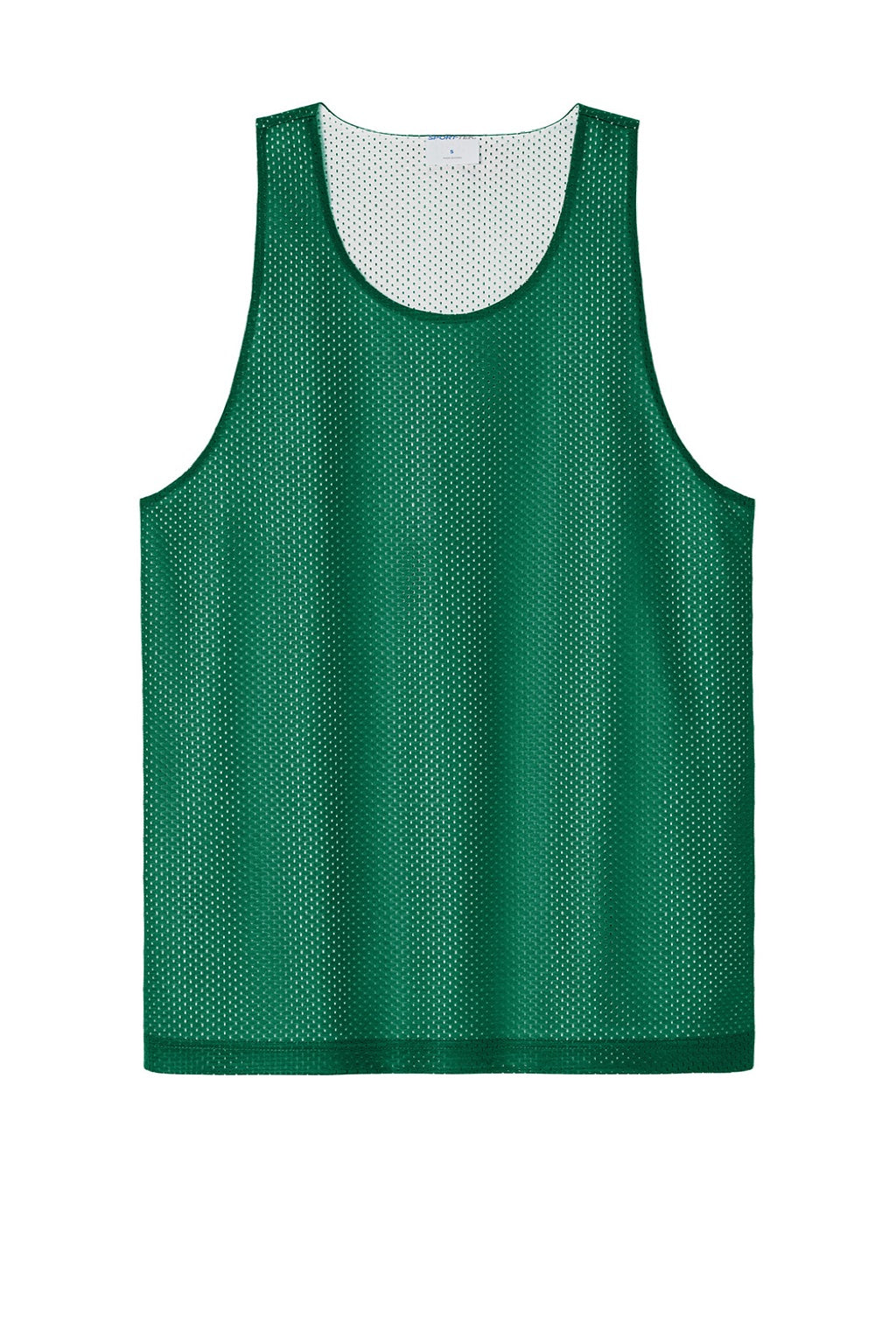 Sport-Tek ST5000 Mens Moisture Wicking Reversible Mesh Tank Top Kelly Green/White Flat Front