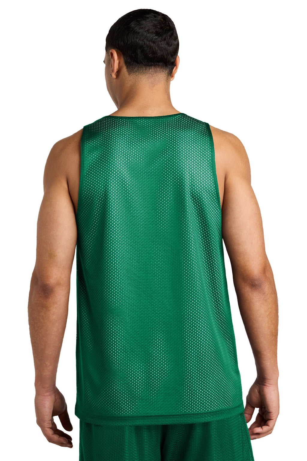 Sport-Tek ST5000 Mens Moisture Wicking Reversible Mesh Tank Top Kelly Green/White Model Back