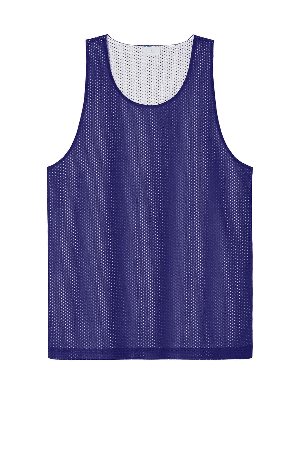 Sport-Tek ST5000 Mens Moisture Wicking Reversible Mesh Tank Top Purple/White Flat Front