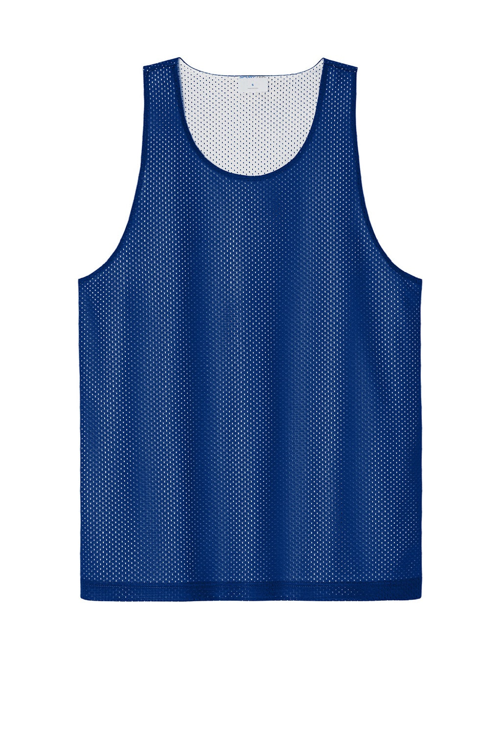 Sport-Tek ST5000 Mens Moisture Wicking Reversible Mesh Tank Top True Royal Blue/White Flat Front