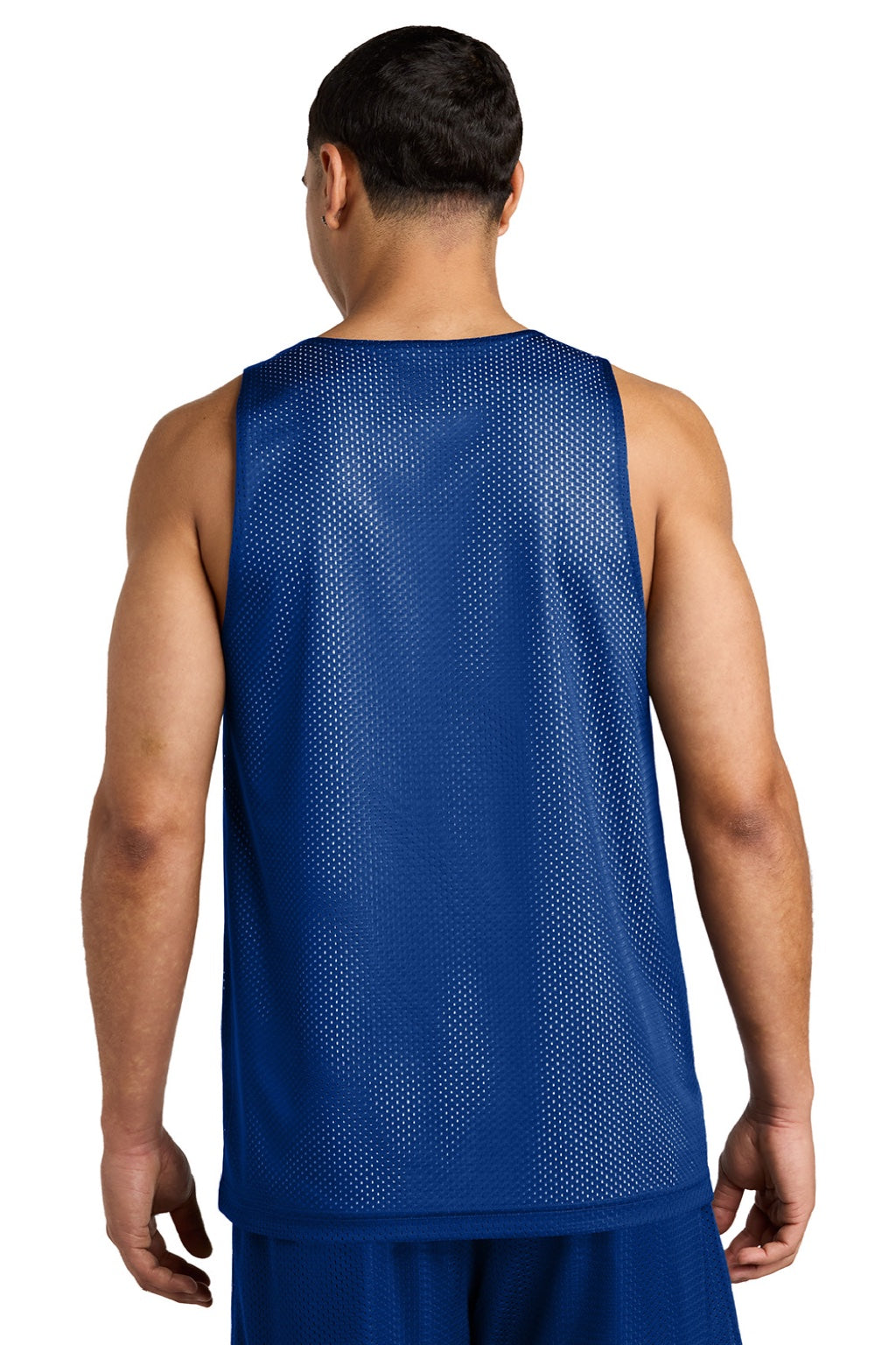 Sport-Tek ST5000 Mens Moisture Wicking Reversible Mesh Tank Top True Royal Blue/White Model Back