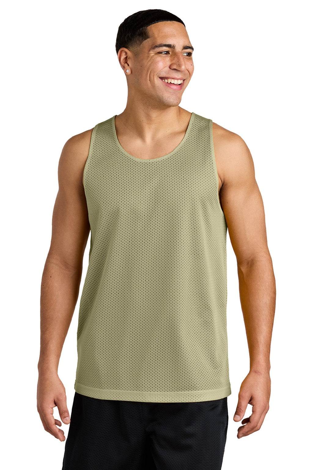 Sport-Tek ST5000 Mens Moisture Wicking Reversible Mesh Tank Top Vegas Gold/Black Model Front