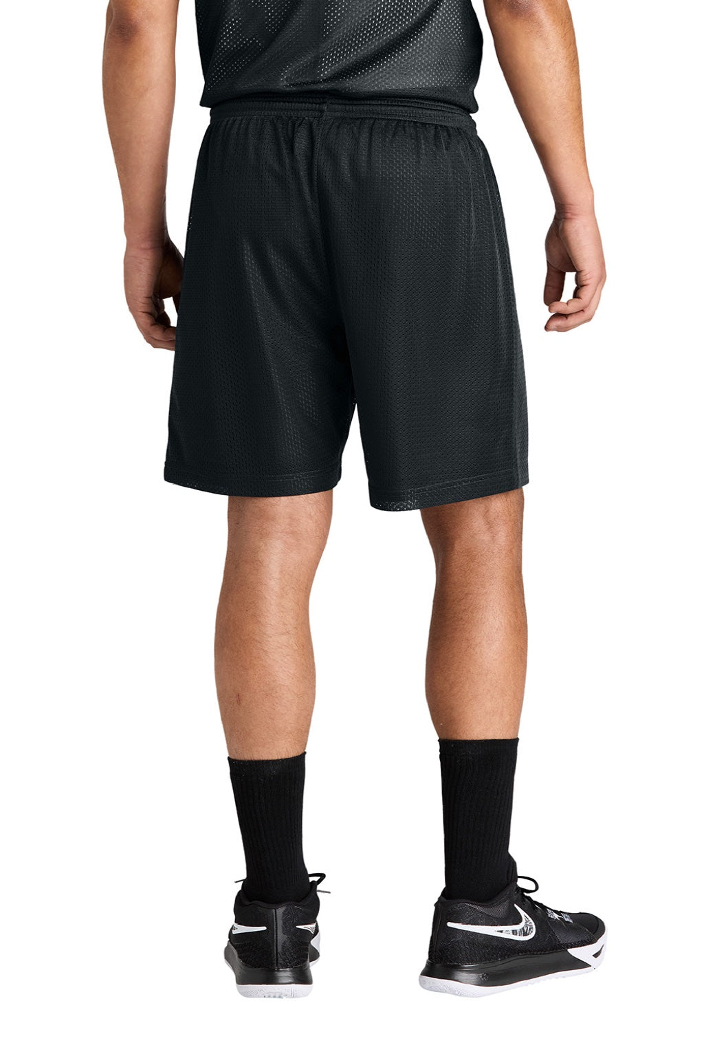 Sport-Tek ST5100 Mens Moisture Wicking Mesh Athletic Shorts Black Model Back