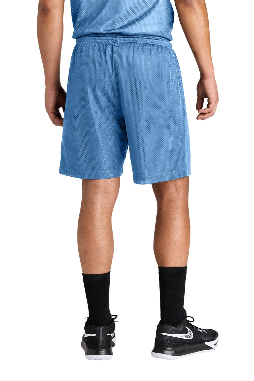 Sport-Tek ST5100 Mens Moisture Wicking Mesh Athletic Shorts Carolina Blue Model Back