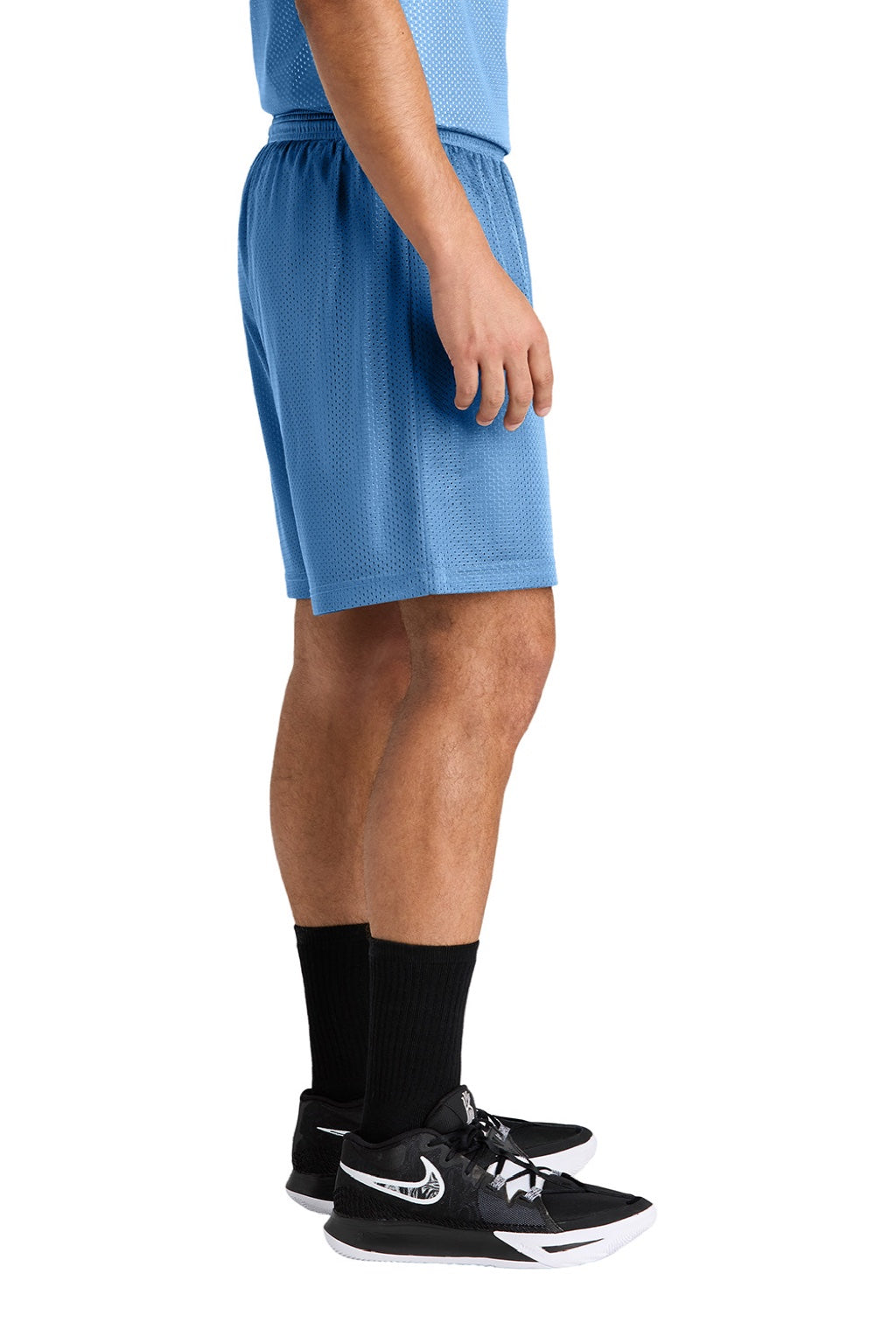 Sport-Tek ST5100 Mens Moisture Wicking Mesh Athletic Shorts Carolina Blue Model Side