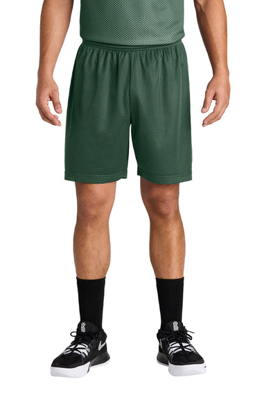 Sport-Tek ST5100 Mens Moisture Wicking Mesh Athletic Shorts Forest Green Model Front
