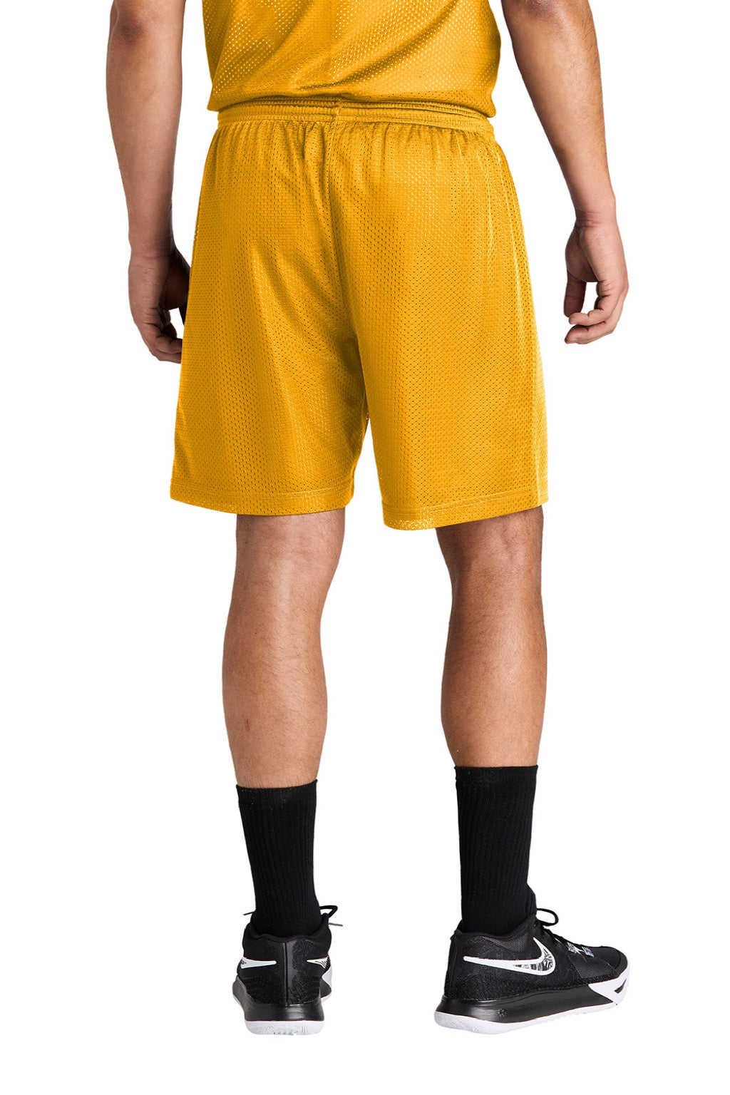 Sport-Tek ST5100 Mens Moisture Wicking Mesh Athletic Shorts Gold Model Back