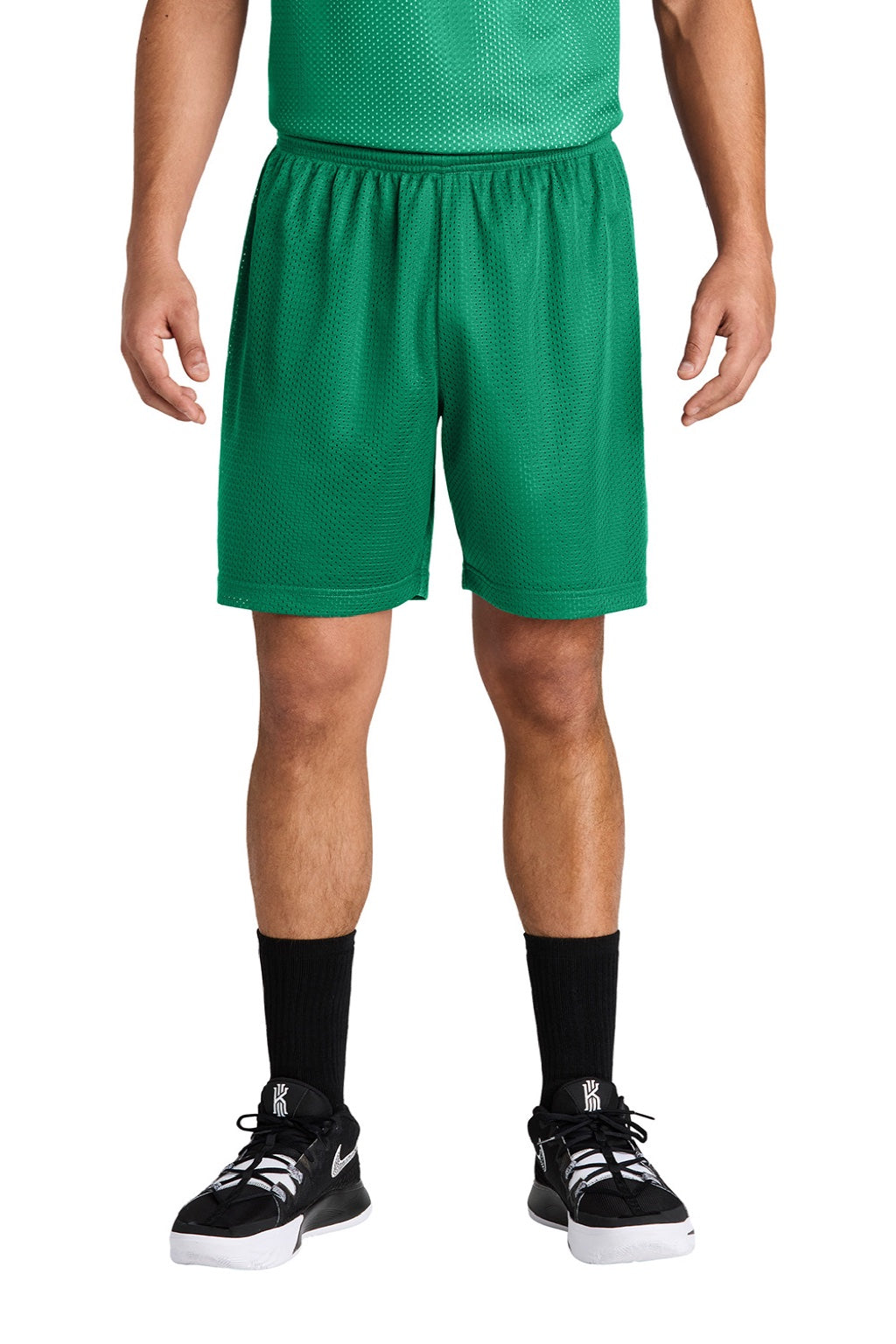 Sport-Tek ST5100 Mens Moisture Wicking Mesh Athletic Shorts Kelly Green Model Front