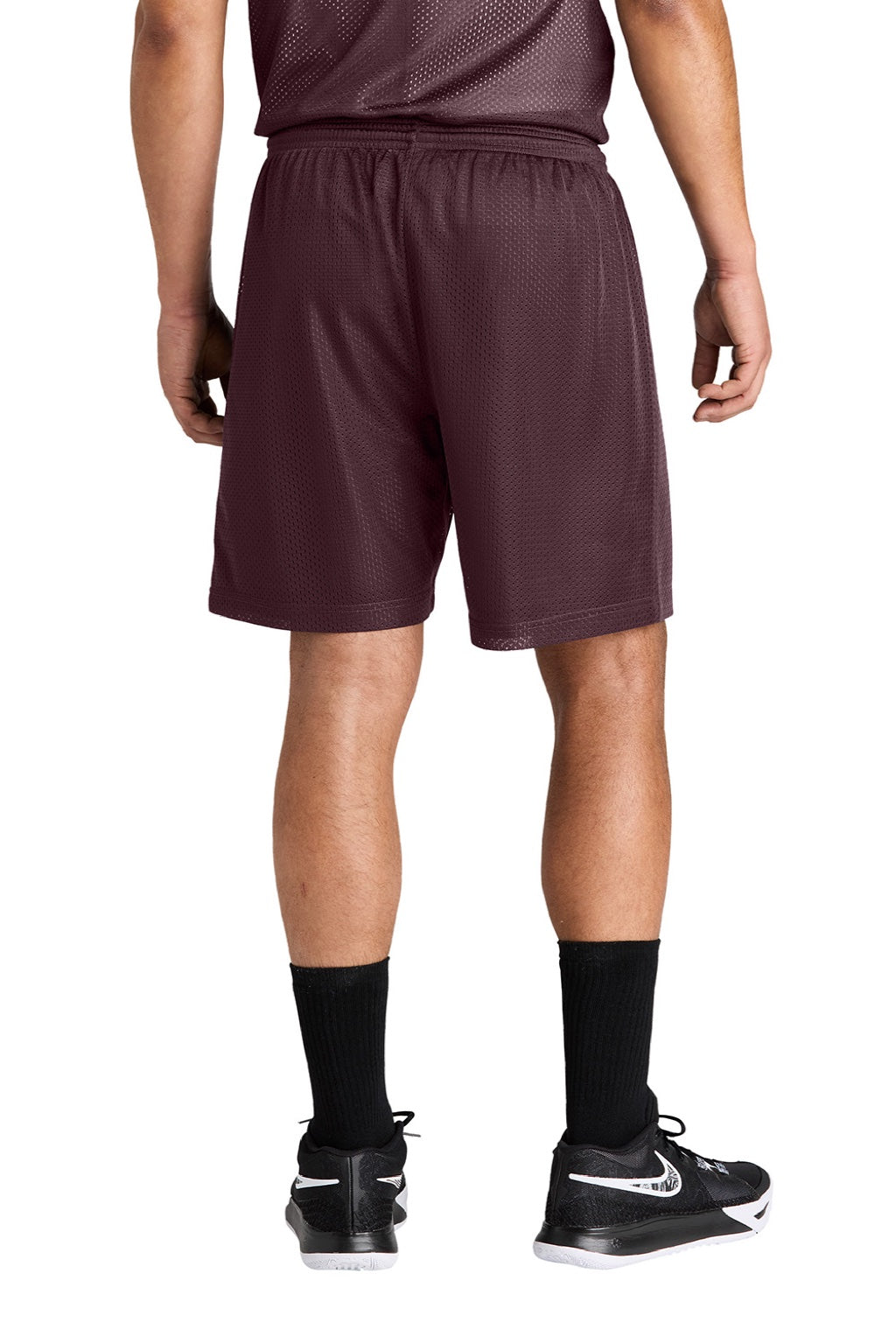 Sport-Tek ST5100 Mens Moisture Wicking Mesh Athletic Shorts Maroon Model Back