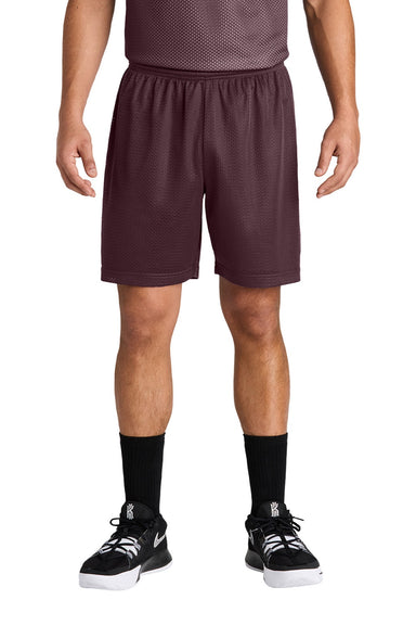Sport-Tek ST5100 Mens Moisture Wicking Mesh Athletic Shorts Maroon Model Front