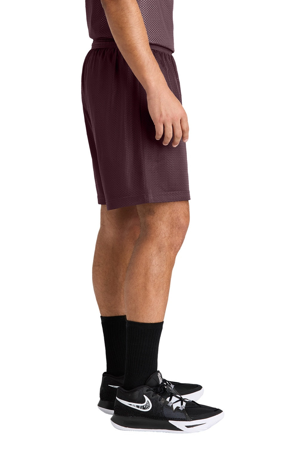 Sport-Tek ST5100 Mens Moisture Wicking Mesh Athletic Shorts Maroon Model Side