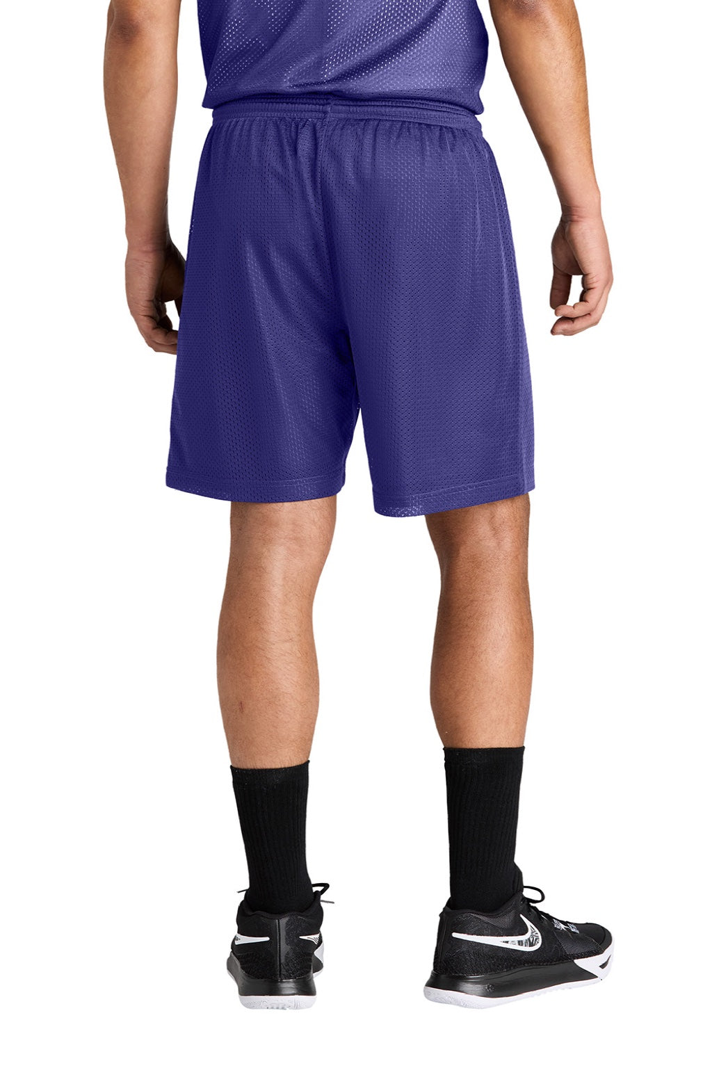 Sport-Tek ST5100 Mens Moisture Wicking Mesh Athletic Shorts Purple Model Back