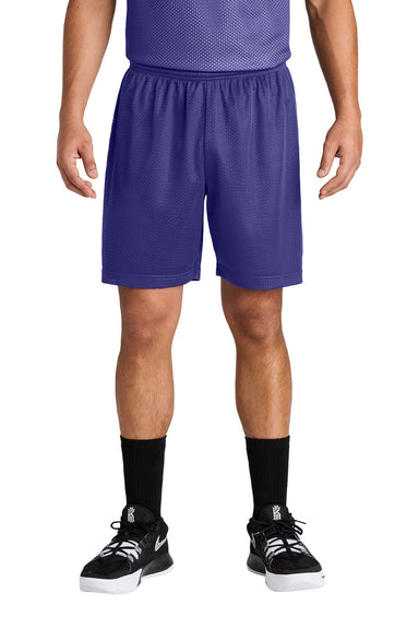 Sport-Tek ST5100 Mens Moisture Wicking Mesh Athletic Shorts Purple Model Front