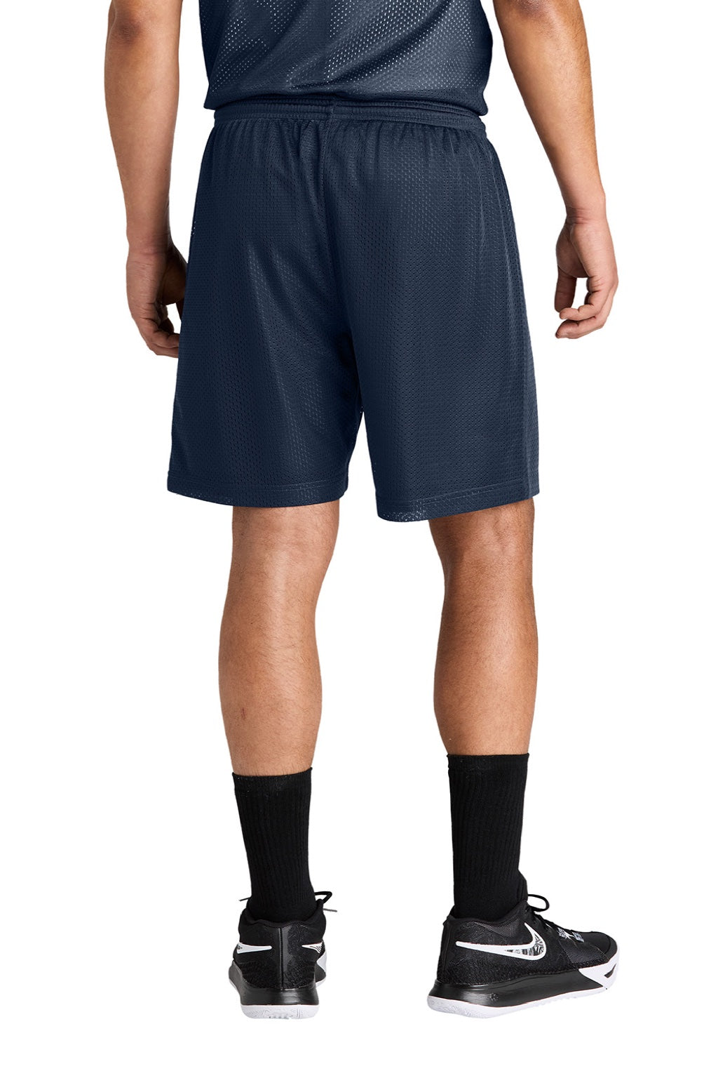 Sport-Tek ST5100 Mens Moisture Wicking Mesh Athletic Shorts True Navy Blue Model Back