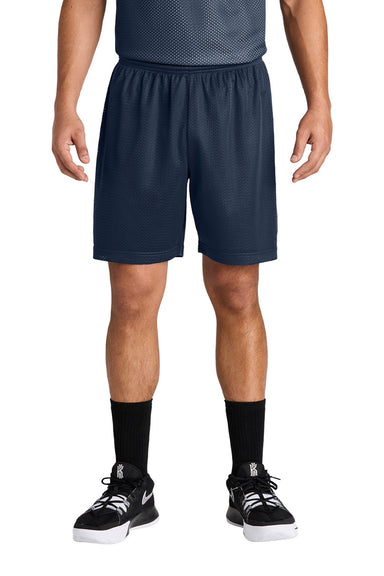 Sport-Tek ST5100 Mens Moisture Wicking Mesh Athletic Shorts True Navy Blue Model Front