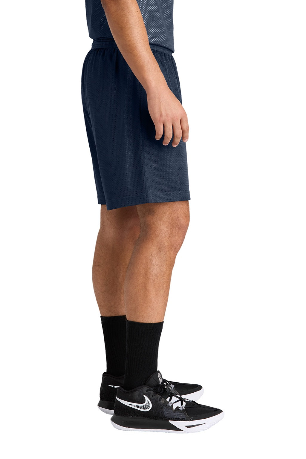 Sport-Tek ST5100 Mens Moisture Wicking Mesh Athletic Shorts True Navy Blue Model Side