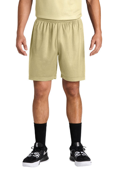 Sport-Tek ST5100 Mens Moisture Wicking Mesh Athletic Shorts Vegas Gold Model Front