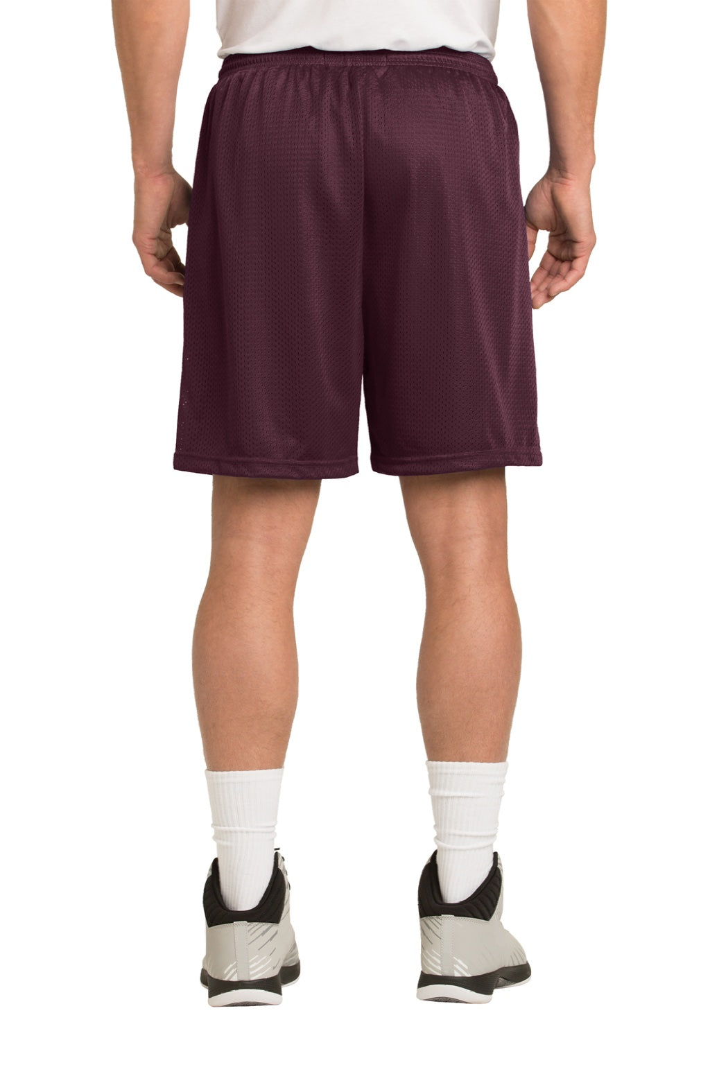 Sport-Tek ST510 Mens Moisture Wicking Classic Mesh Shorts Maroon Model Back