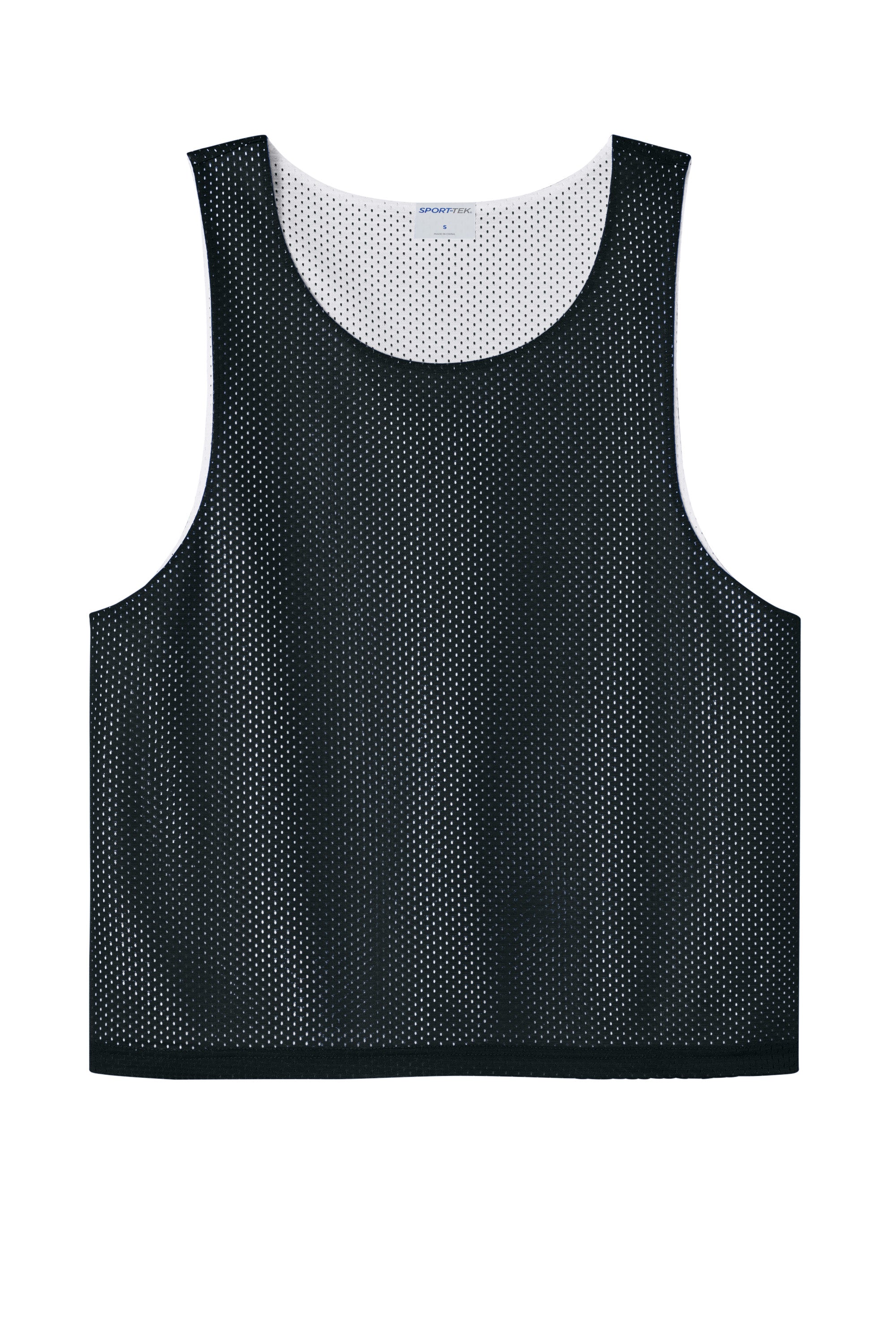 Sport-Tek ST512 Mens Reversible Lacrosse Pinnie Tank Top Black/White Flat Front