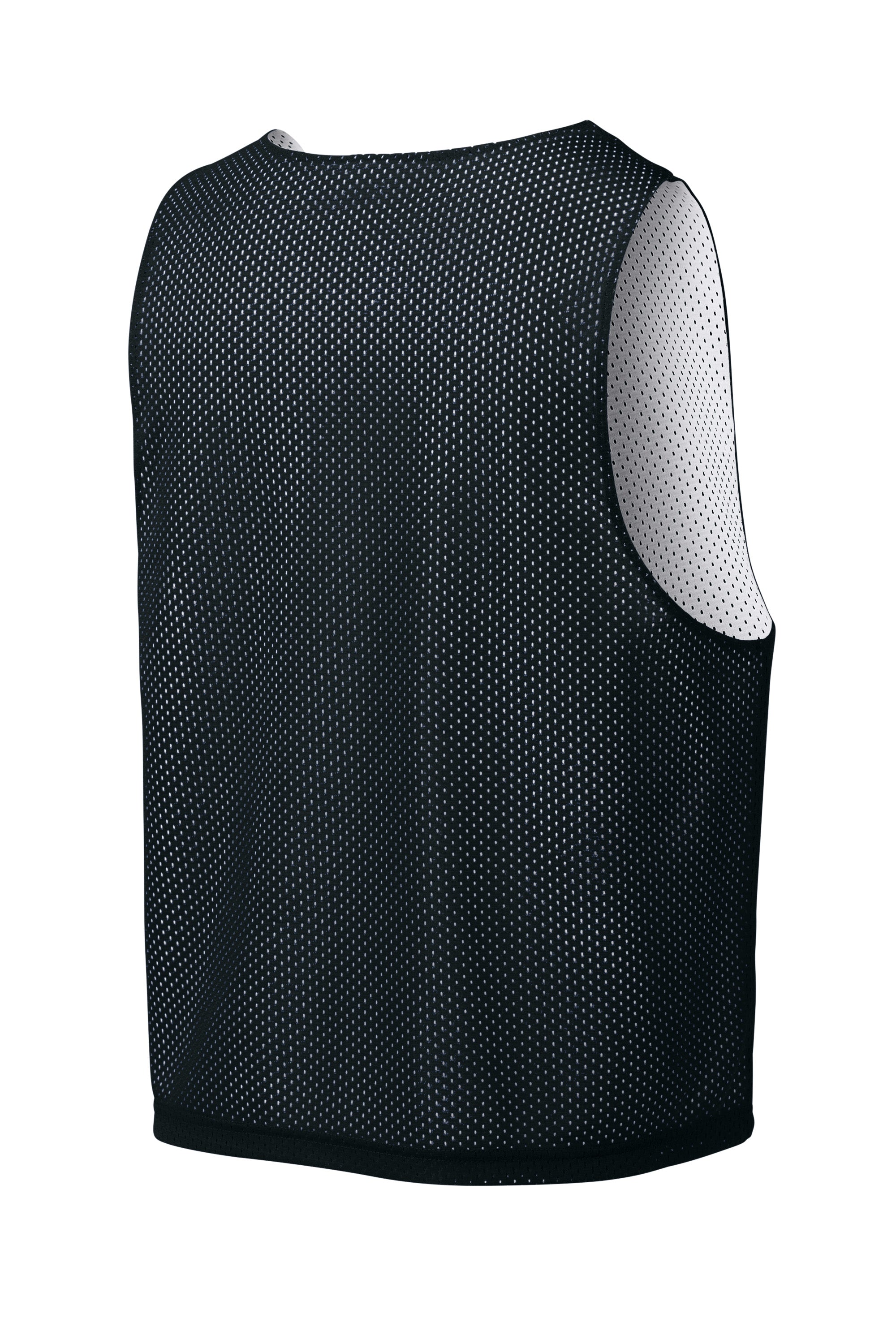 Sport-Tek ST512 Mens Reversible Lacrosse Pinnie Tank Top Black/White Forn Back