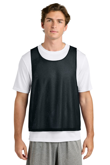 Sport-Tek ST512 Mens Reversible Lacrosse Pinnie Tank Top Black/White Model Front