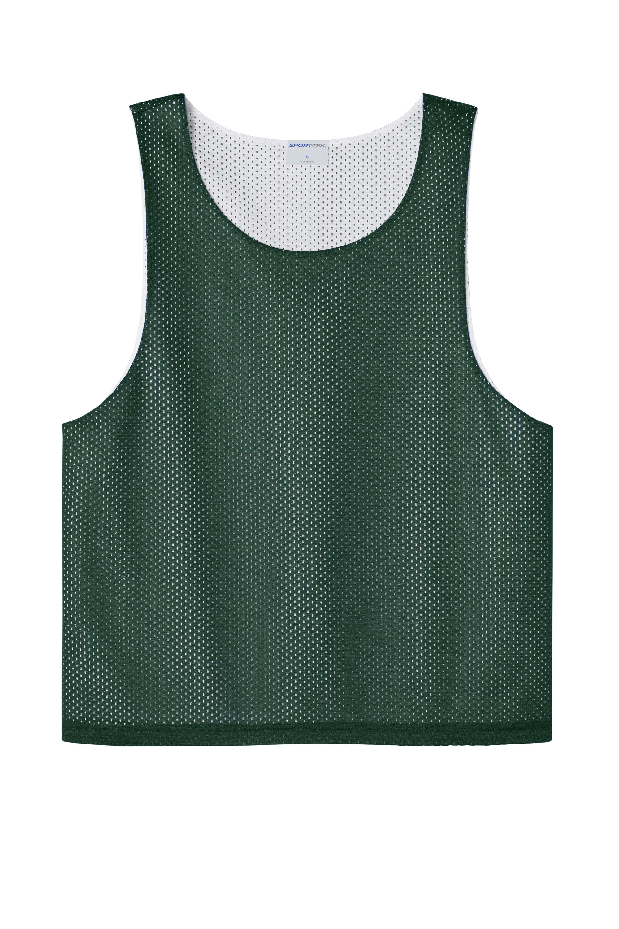 Sport-Tek ST512 Mens Reversible Lacrosse Pinnie Tank Top Forest Green/White Flat Front