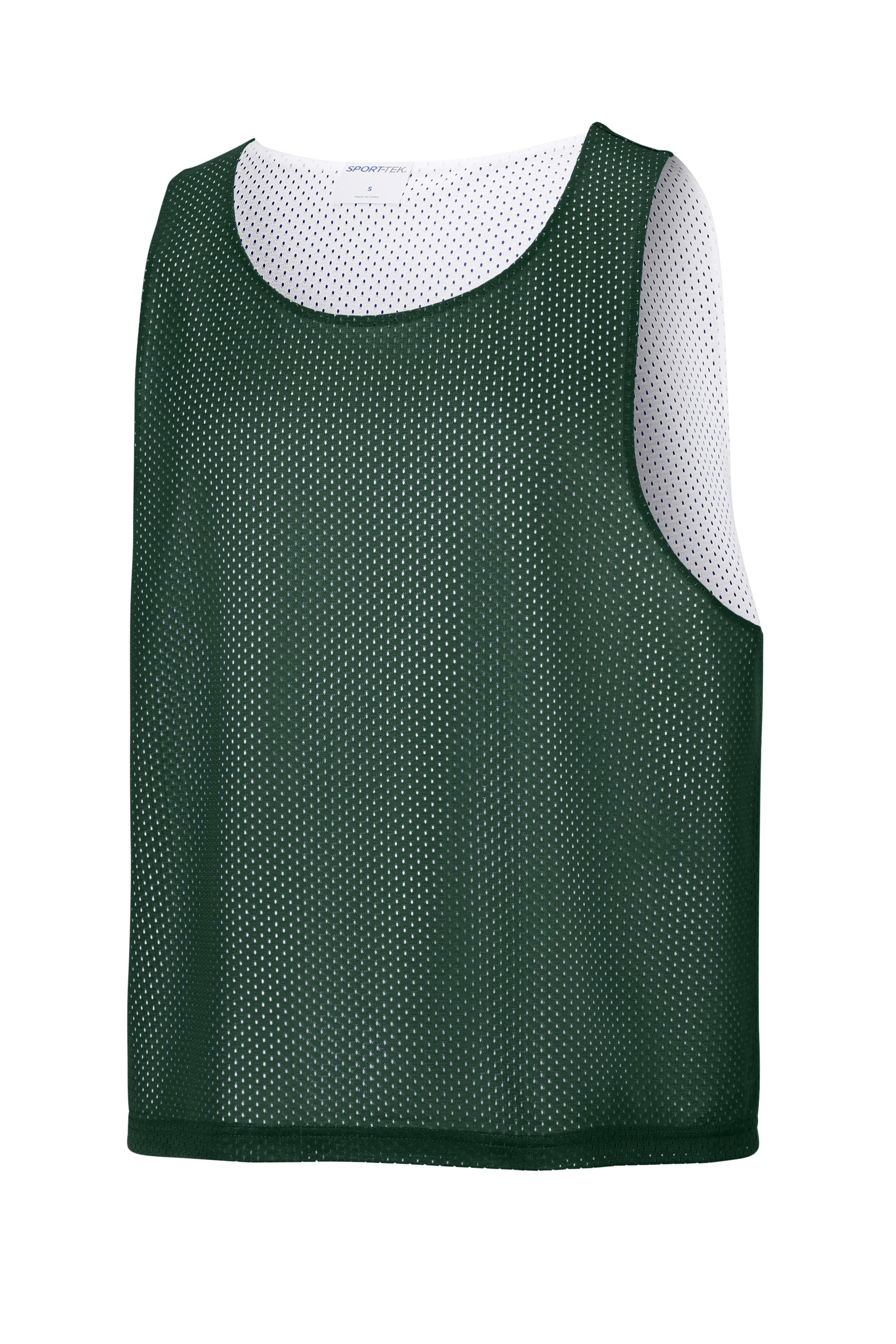 Sport-Tek ST512 Mens Reversible Lacrosse Pinnie Tank Top Forest Green/White Form Front