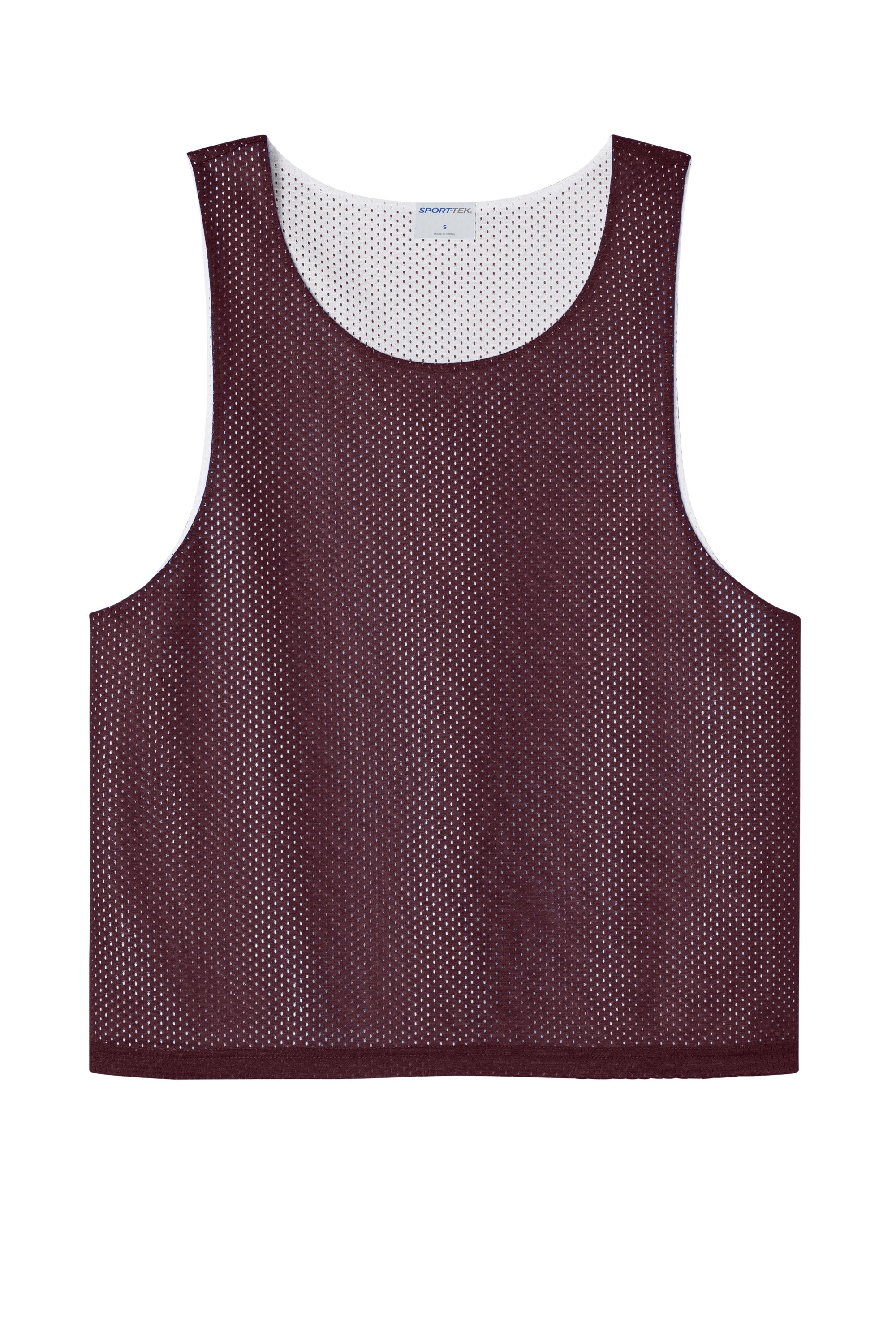 Sport-Tek ST512 Mens Reversible Lacrosse Pinnie Tank Top Maroon/White Flat Front
