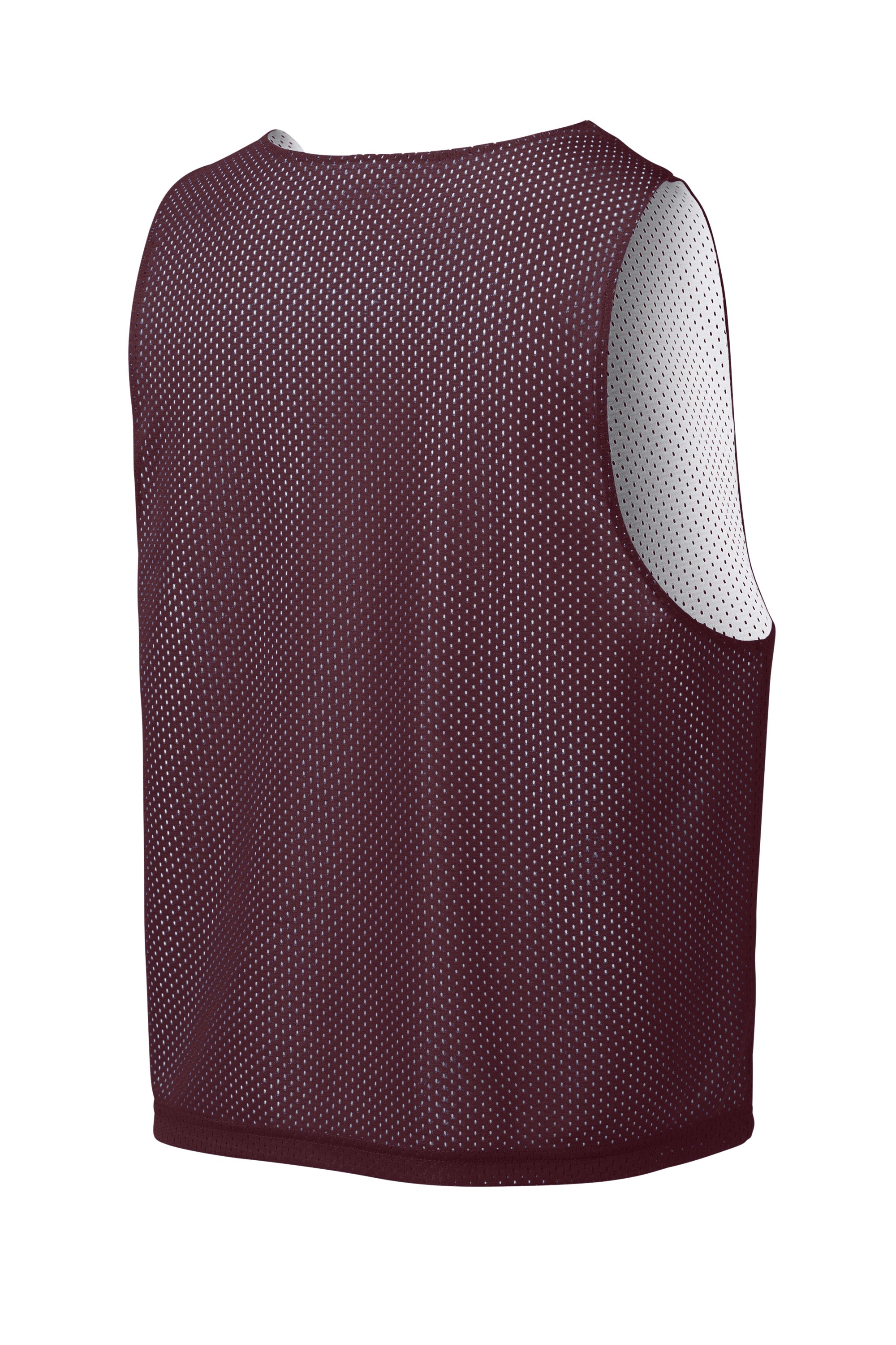 Sport-Tek ST512 Mens Reversible Lacrosse Pinnie Tank Top Maroon/White Forn Back