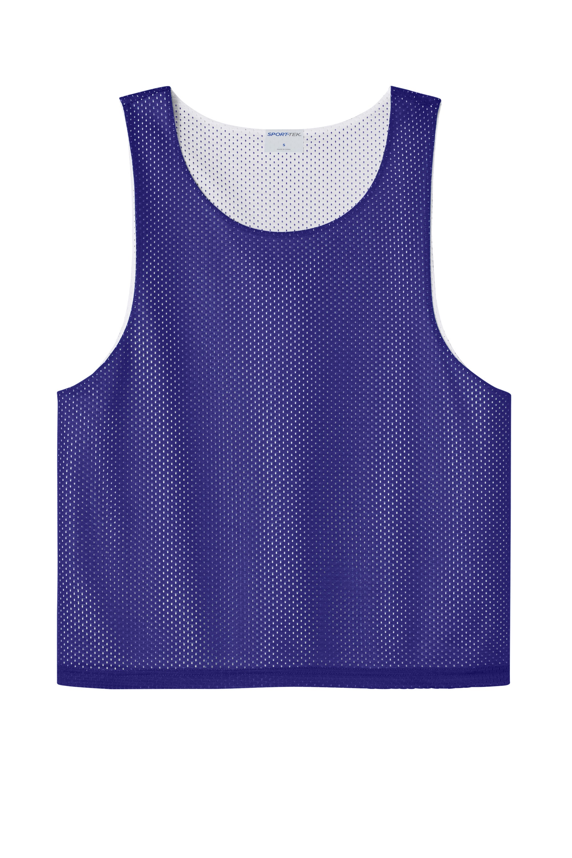 Sport-Tek ST512 Mens Reversible Lacrosse Pinnie Tank Top Purple/White Flat Front