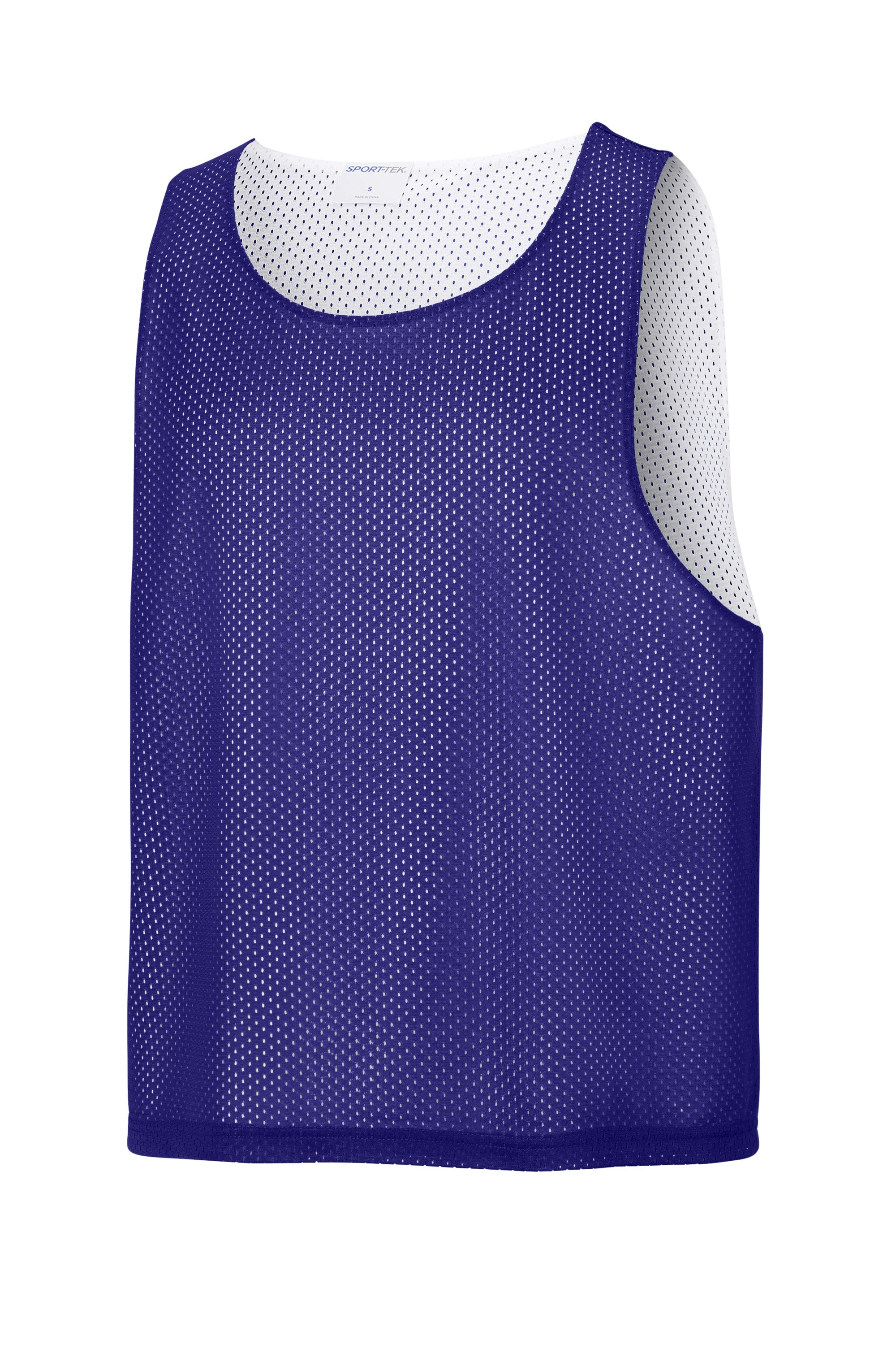 Sport-Tek ST512 Mens Reversible Lacrosse Pinnie Tank Top Purple/White Form Front