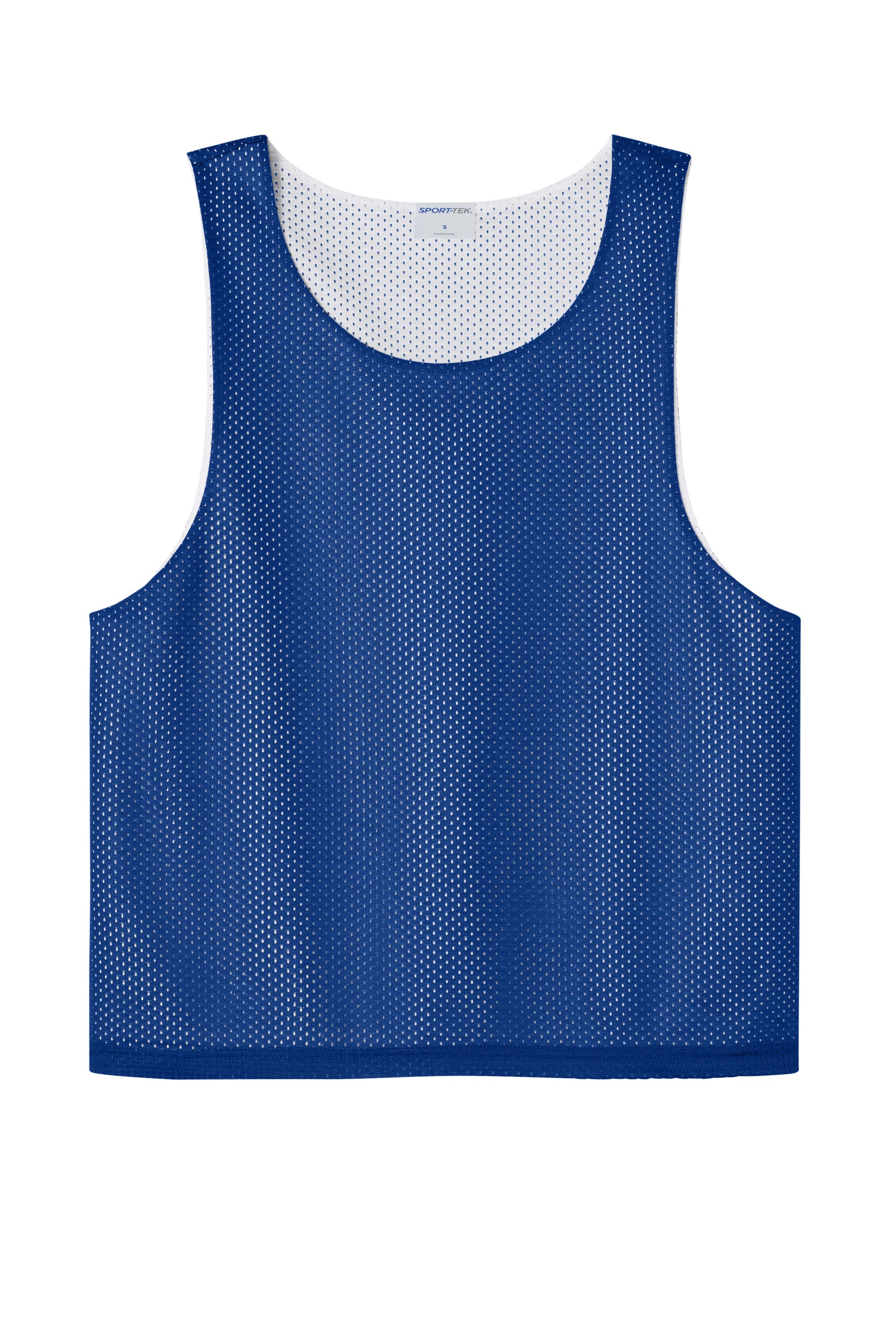 Sport-Tek ST512 Mens Reversible Lacrosse Pinnie Tank Top True Royal Blue/White Flat Front