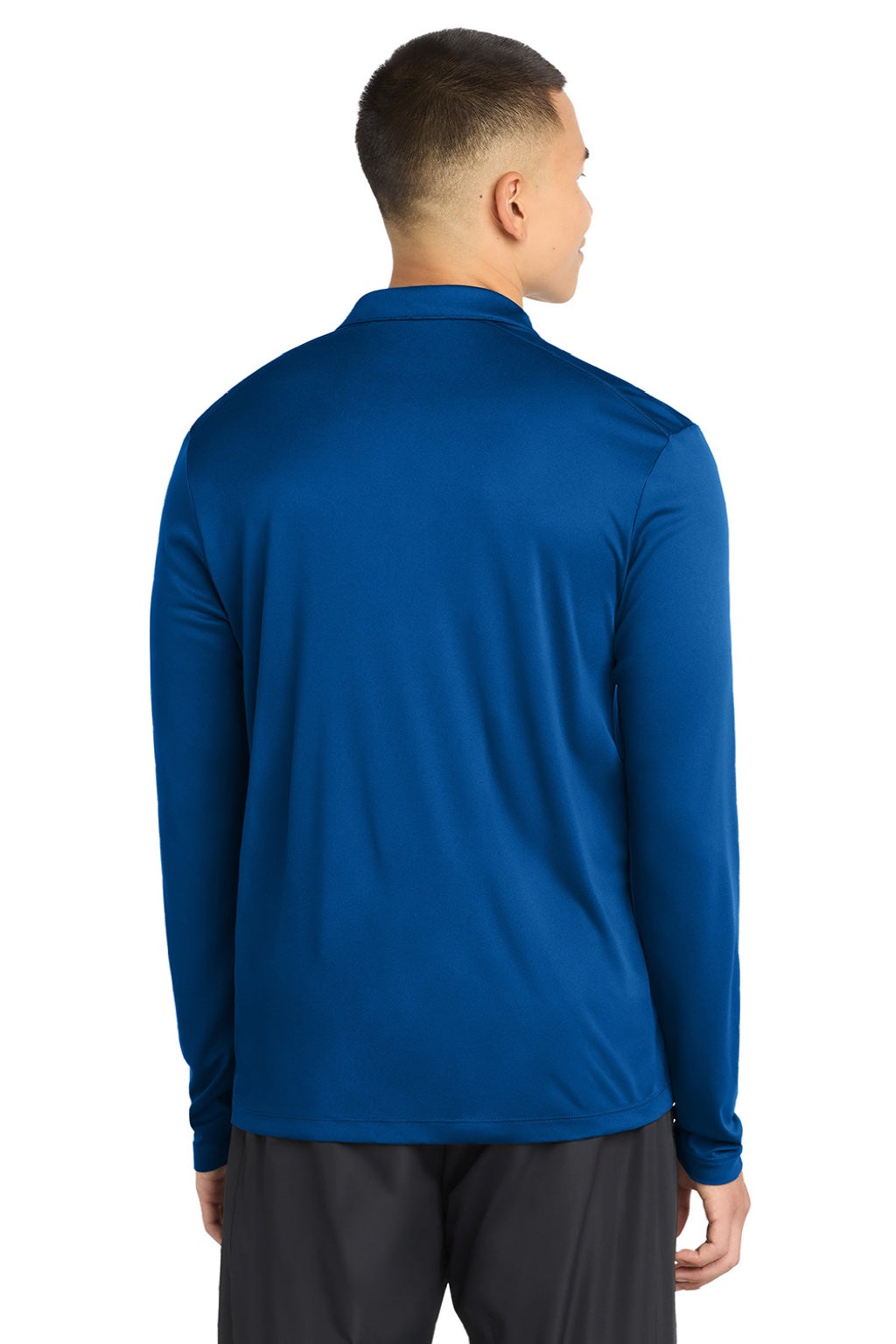 Sport-Tek ST520LS Mens Moisture Wicking Long Sleeve Polo Shirt True Royal Blue Model Back