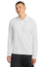 Sport-Tek ST520LS Mens Moisture Wicking Long Sleeve Polo Shirt White Model Front