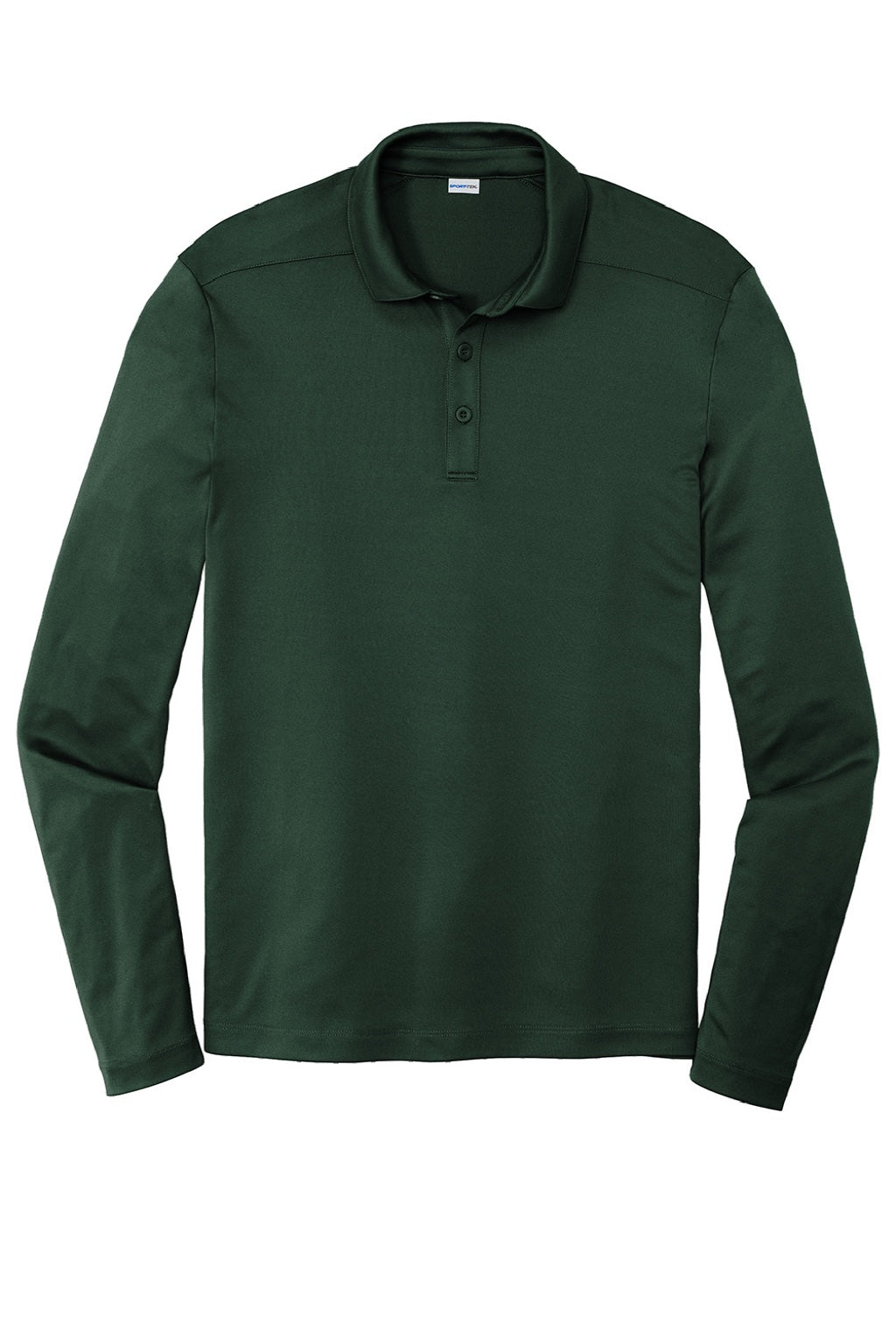 Sport-Tek ST520LS Mens Moisture Wicking Long Sleeve Polo Shirt Forest Green Flat Front
