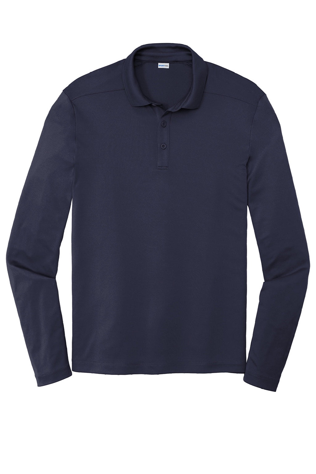 Sport-Tek ST520LS Mens Moisture Wicking Long Sleeve Polo Shirt True Navy Blue Flat Front