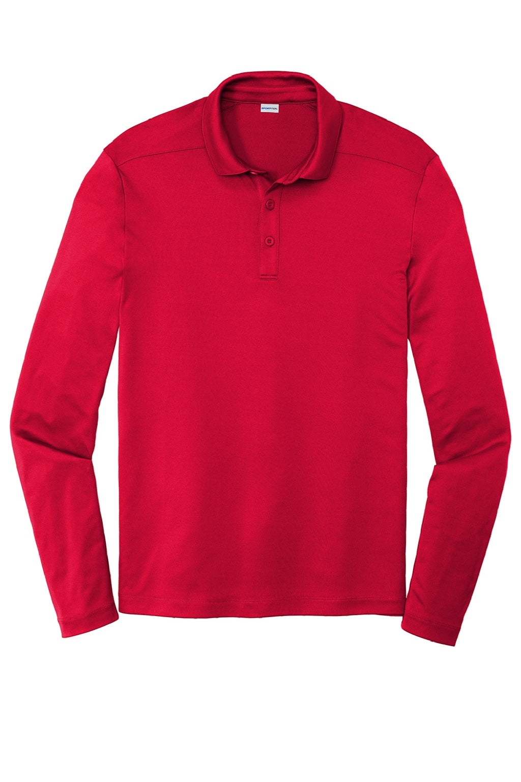 Sport-Tek ST520LS Mens Moisture Wicking Long Sleeve Polo Shirt True Red Flat Front