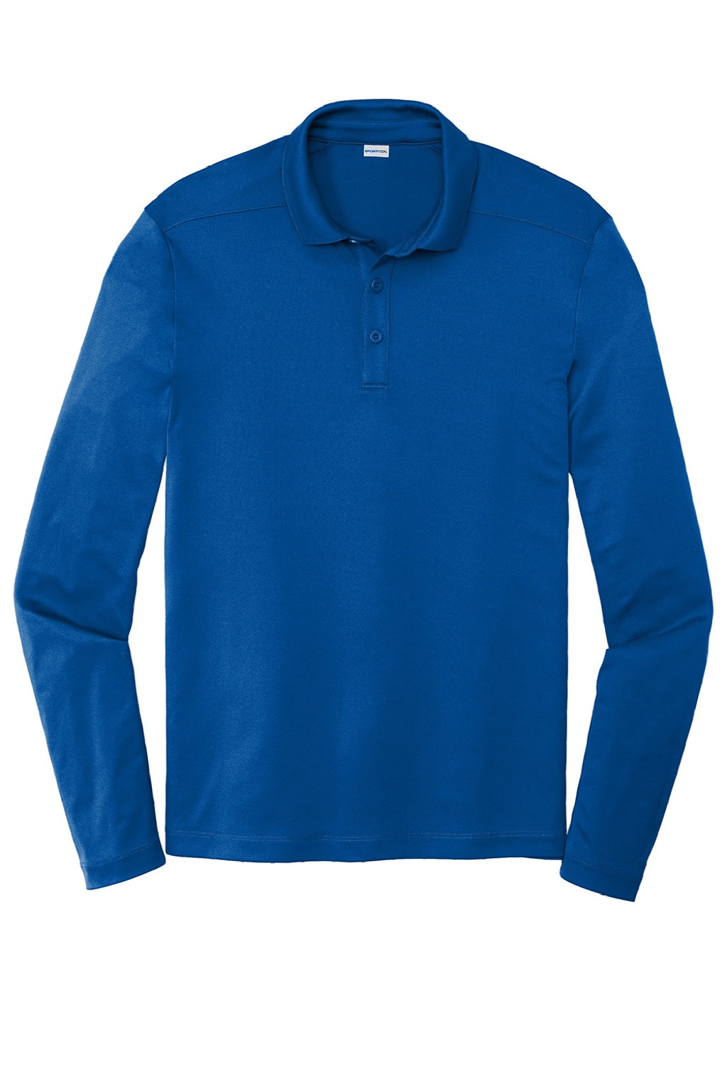 Sport-Tek ST520LS Mens Moisture Wicking Long Sleeve Polo Shirt True Royal Blue Flat Front