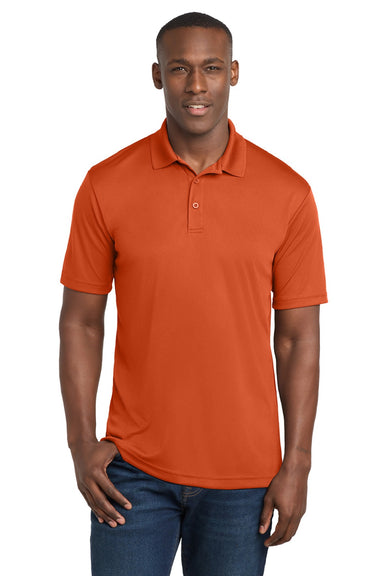 Sport-Tek ST550 Mens Competitor Moisture Wicking Short Sleeve Polo Shirt Deep Orange Model Front