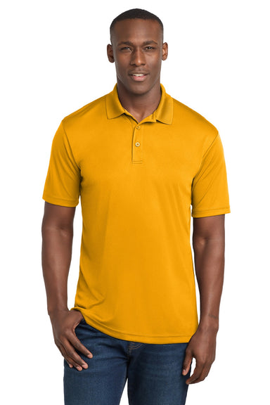 Sport-Tek ST550 Mens Competitor Moisture Wicking Short Sleeve Polo Shirt Gold Model Front