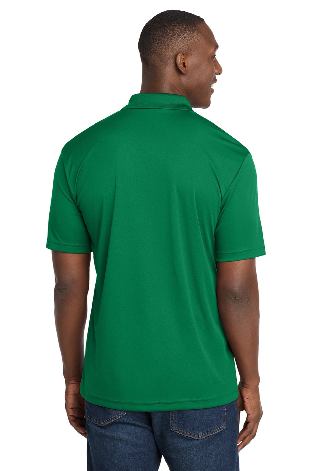 Sport-Tek ST550 Mens Competitor Moisture Wicking Short Sleeve Polo Shirt Kelly Green Model Back
