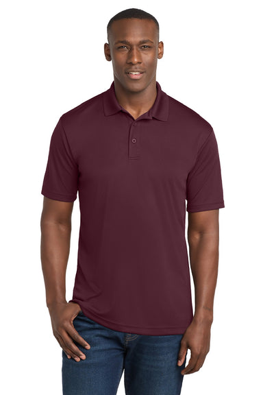 Sport-Tek ST550 Mens Competitor Moisture Wicking Short Sleeve Polo Shirt Maroon Model Front
