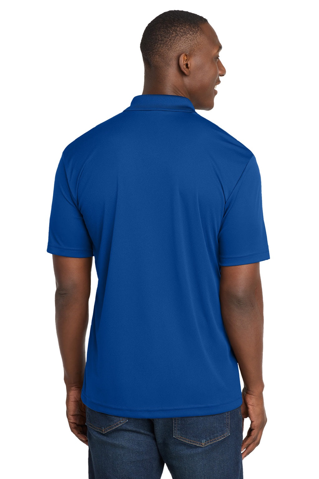 Sport-Tek ST550 Mens Competitor Moisture Wicking Short Sleeve Polo Shirt True Royal Blue Model Back