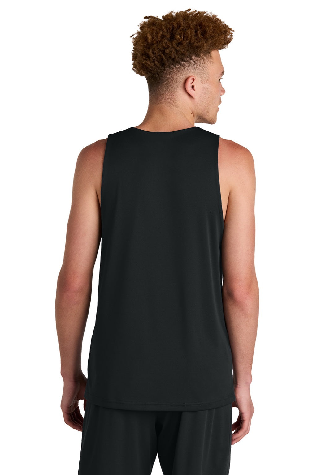 Sport-Tek ST551 Mens Moisture Wicking Competitor Rev Tank Top Black/White Model Back